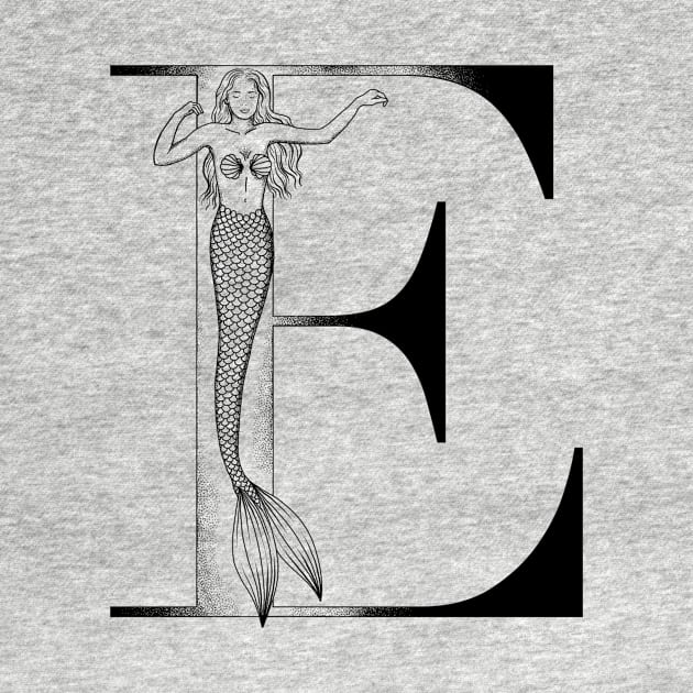 Mermaid Monogram E by Elizabeth Weglein Art